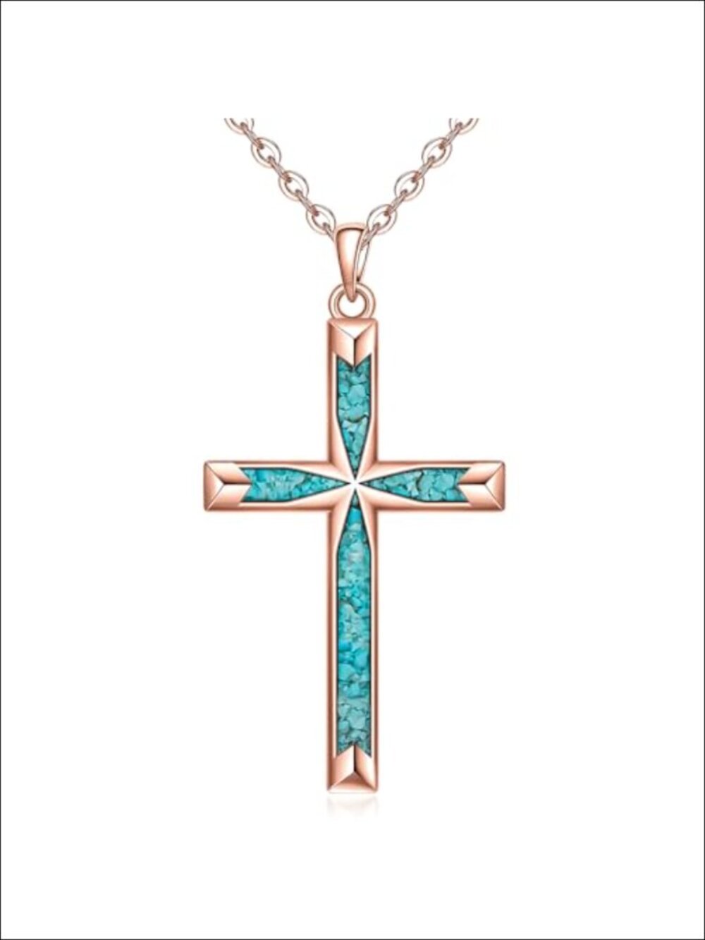 Sterling Silver Turquoise Cross Pendant Necklace Dainty Faith Jewelry